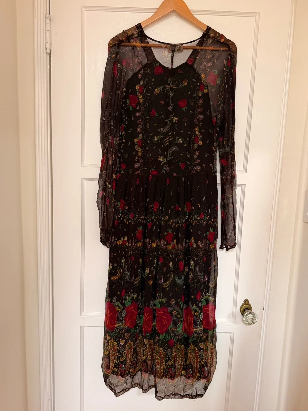 Late 1960s Vintage Miss Selfridge Indian paisley floral Maxi dress Size Medium - Picture 17 of 17